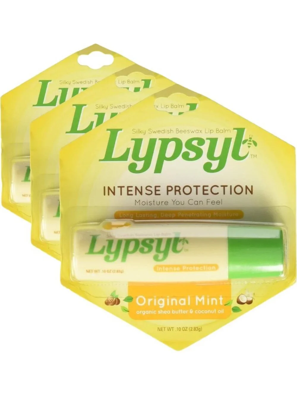 Intense Protection Mint Lip Balm - 3 Pack, Moisturizing & Soothing Formula